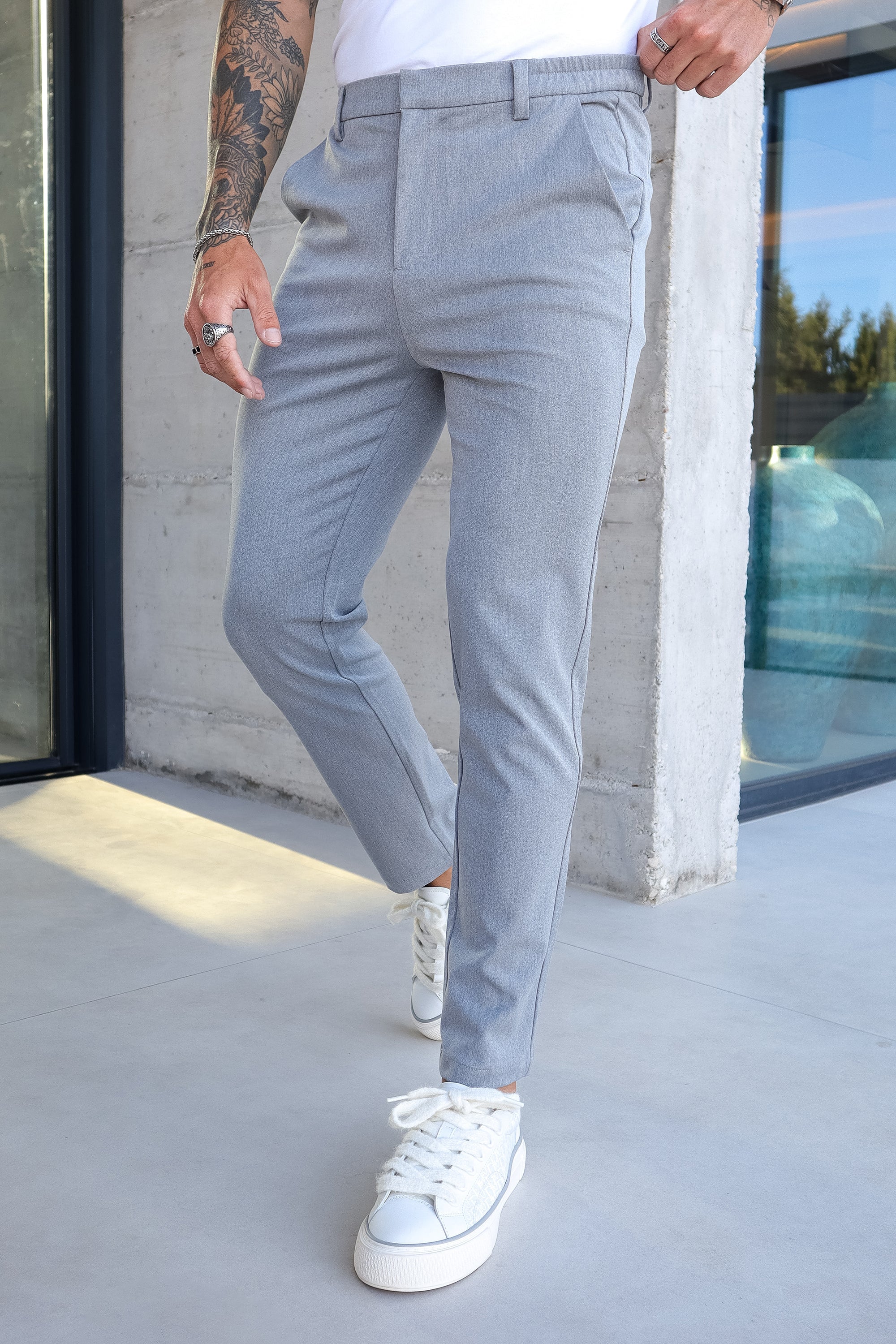 Pantalones de vestir Santis Forth para hombre, color gris
