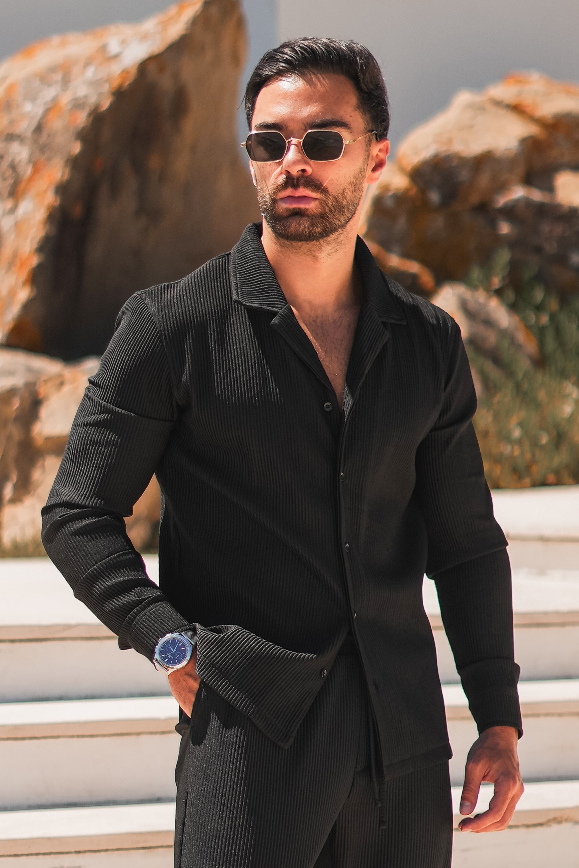 Camisa negra Rossi Forth para hombre