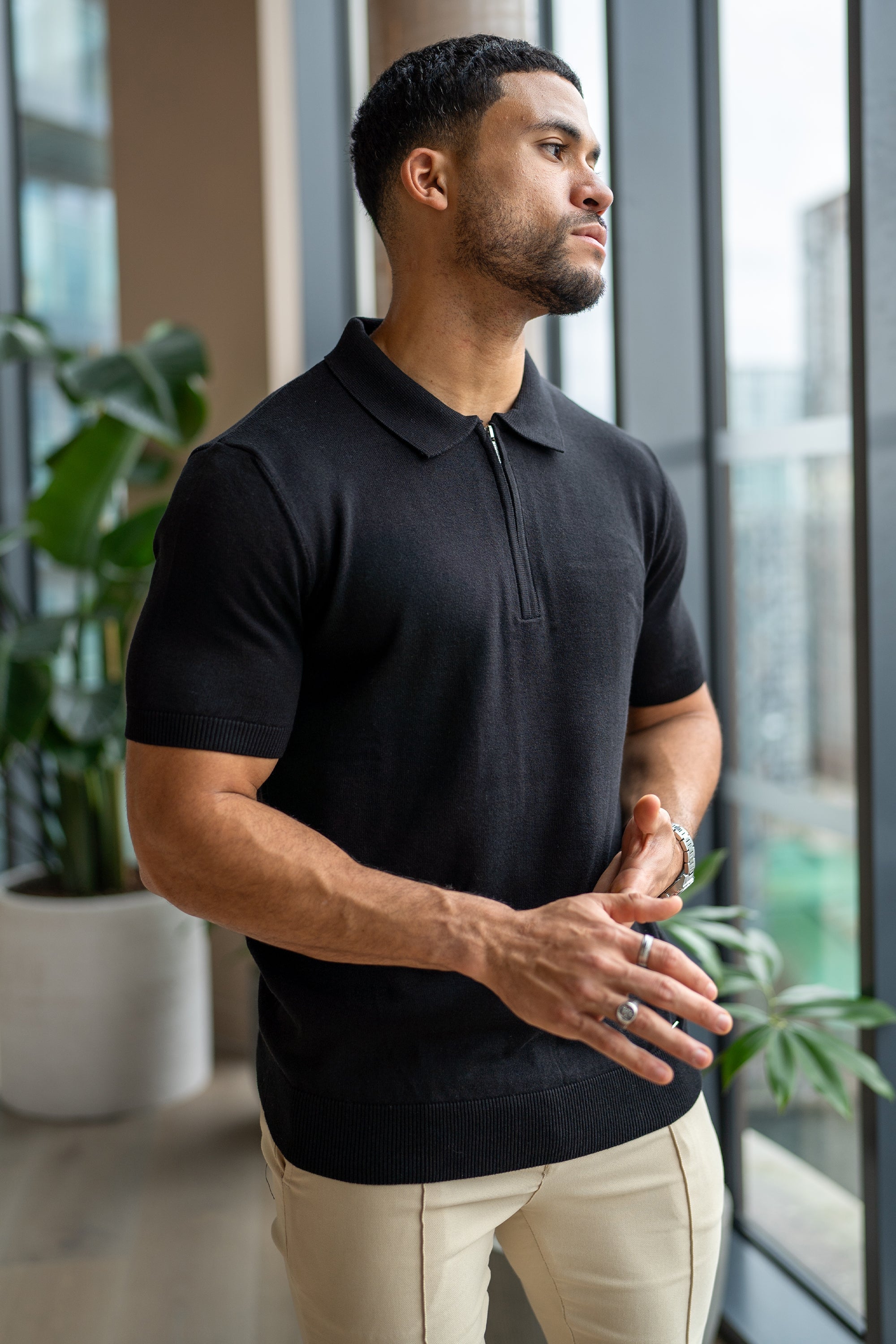 Polo negro Forth para hombre