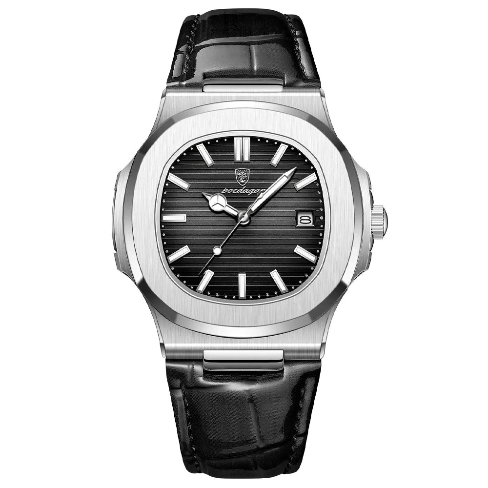 Reloj Poedagar Deluxe negro para hombre | Correa de piel