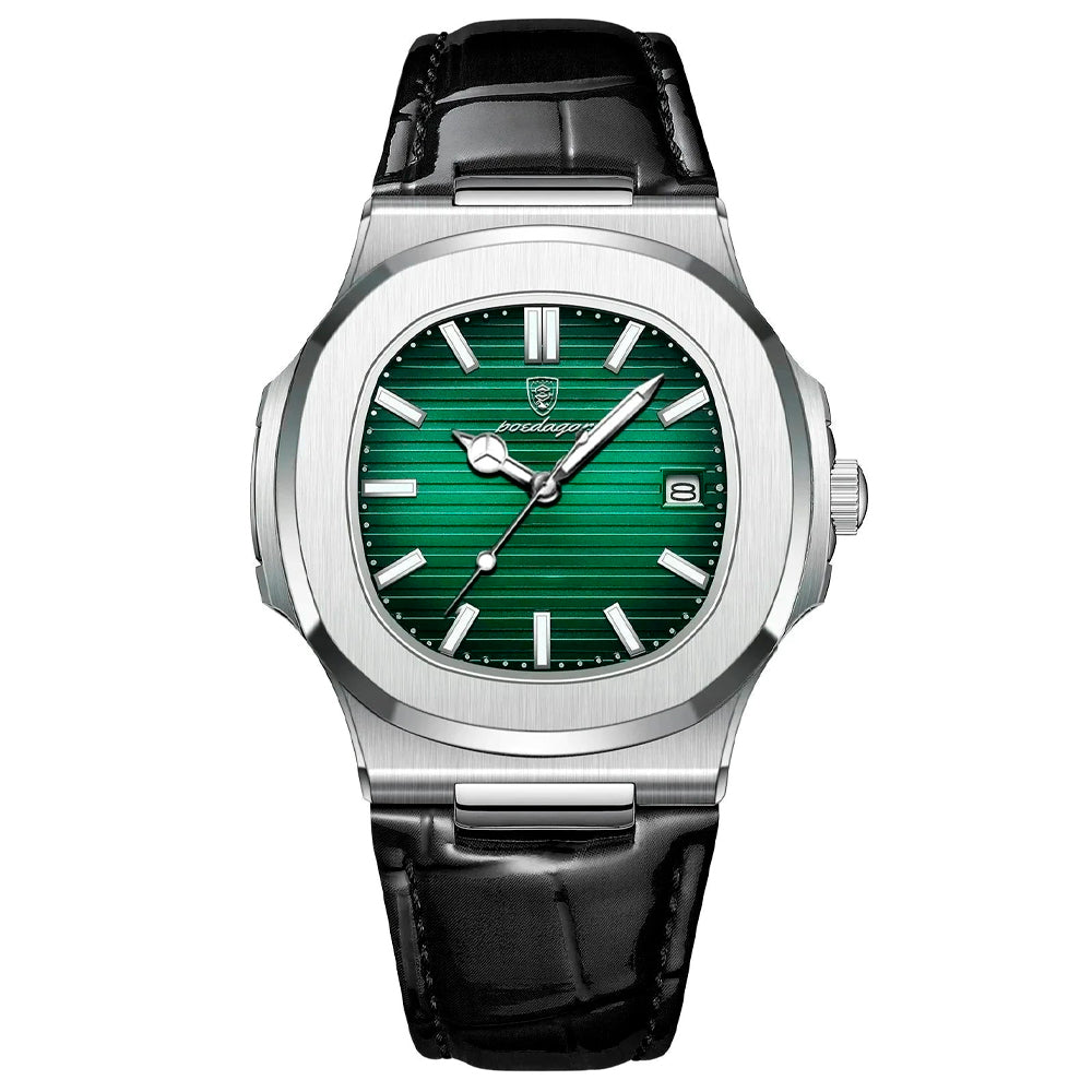 Reloj Poedagar Deluxe negro para hombre | Correa de piel